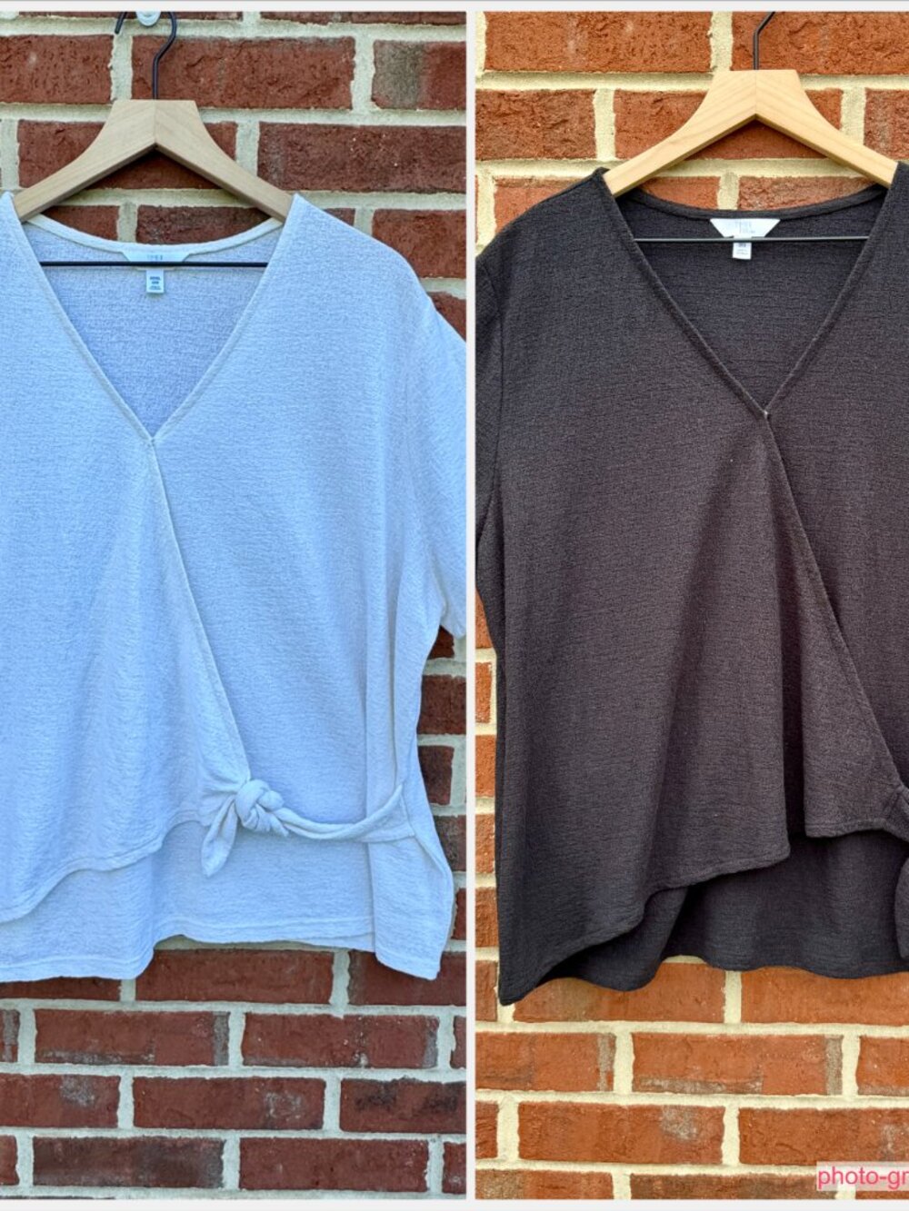 Time and Tru Short Sleeve Textured Knit Wrap Top Bundle Size 2X/3XL Cream Black